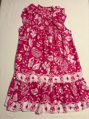 Umgee Hot Pink and White Floral Paisley Sundress for Girls  Ruffled Sleeves